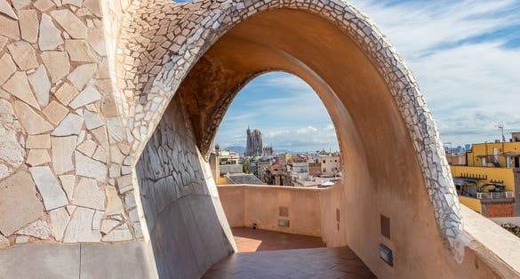 Photo of Roof of Casa Mila, La Pedrera or "The stone quarry", is a modernist building in Barcelona, Catalonia, Spain.