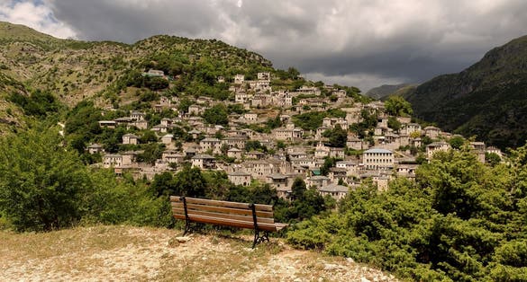 Photo of the traditional, greek village Syrrako which is on the mountain Peristeri at an altitude of 1200 meters, Greece.