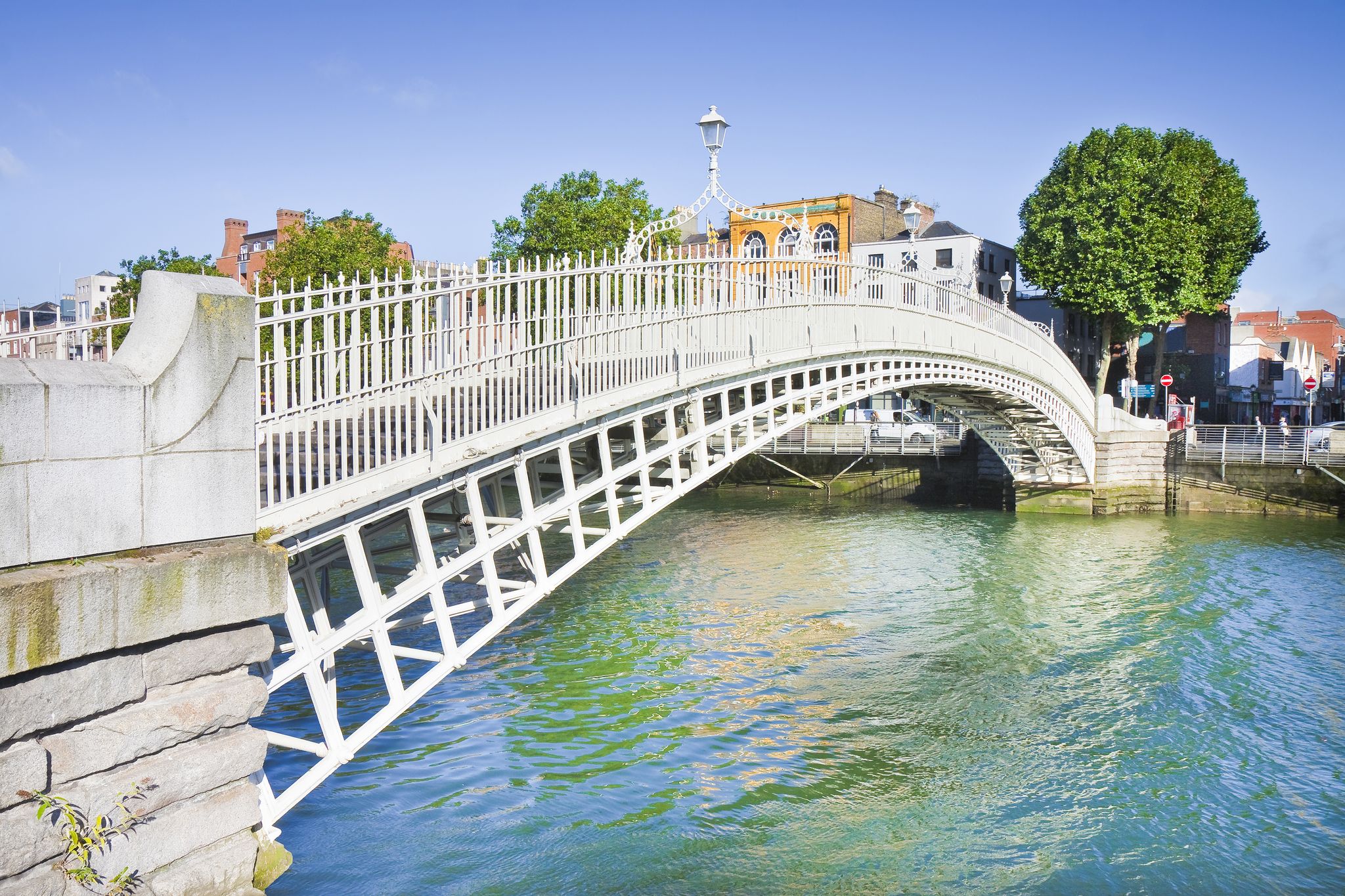 Photo of the most famous bridge in Dublin called "Half penny bridge" due to the toll charged for the passage.