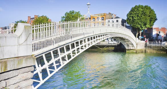 Photo of the most famous bridge in Dublin called "Half penny bridge" due to the toll charged for the passage.