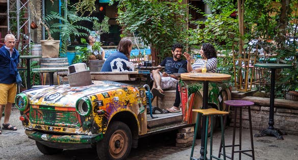 Photo of Szimpla Kert the most famous and well-known Ruin-bar of the city in Budapest.