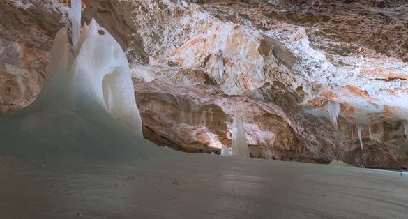 Photo os Dobsinska icy cave, Slovakia.