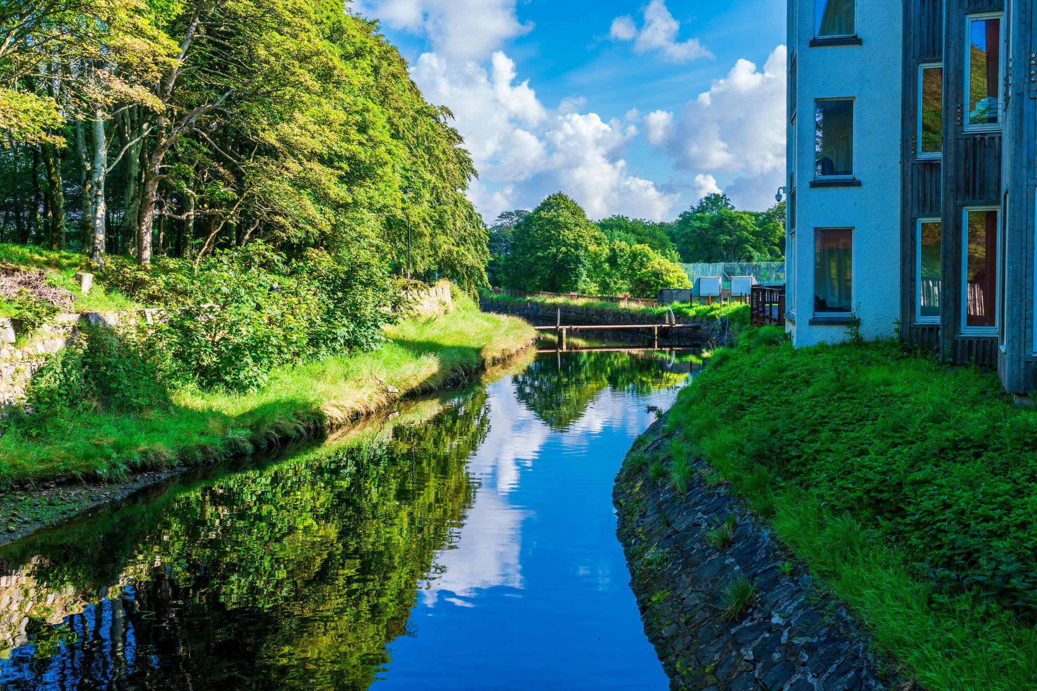 photo of a canal in Stornoway, Lewis and Harris Isle in Scotland.