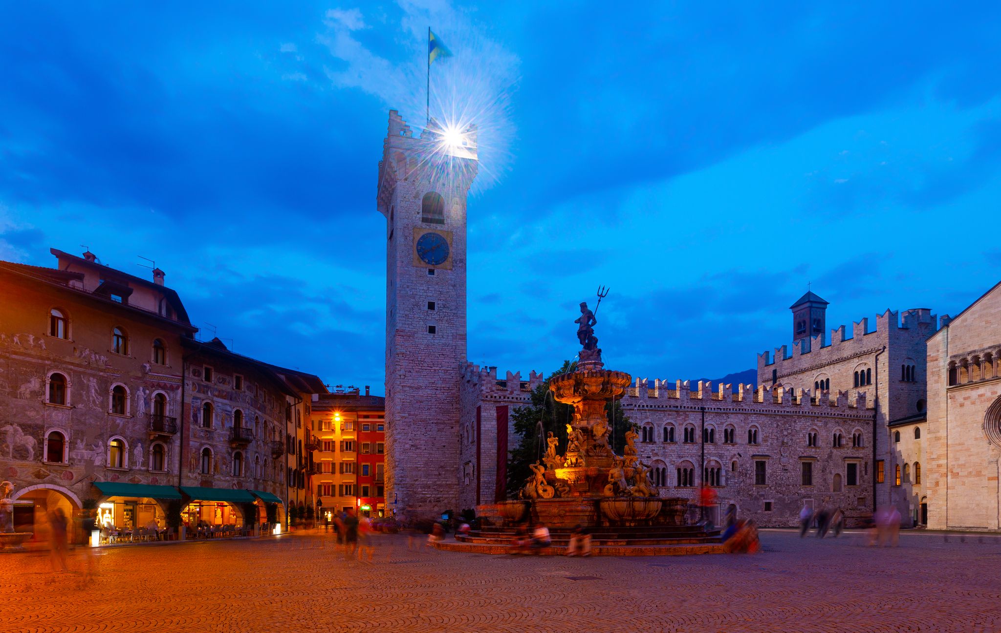 Evening view of the streets of Trento. Italy.