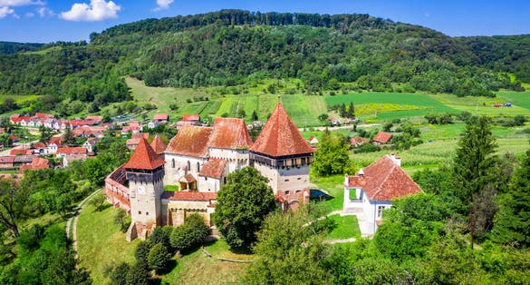 Alma Vii, Sibiu. Village and fortified church saxon landmark from Transylvania, Romania.
