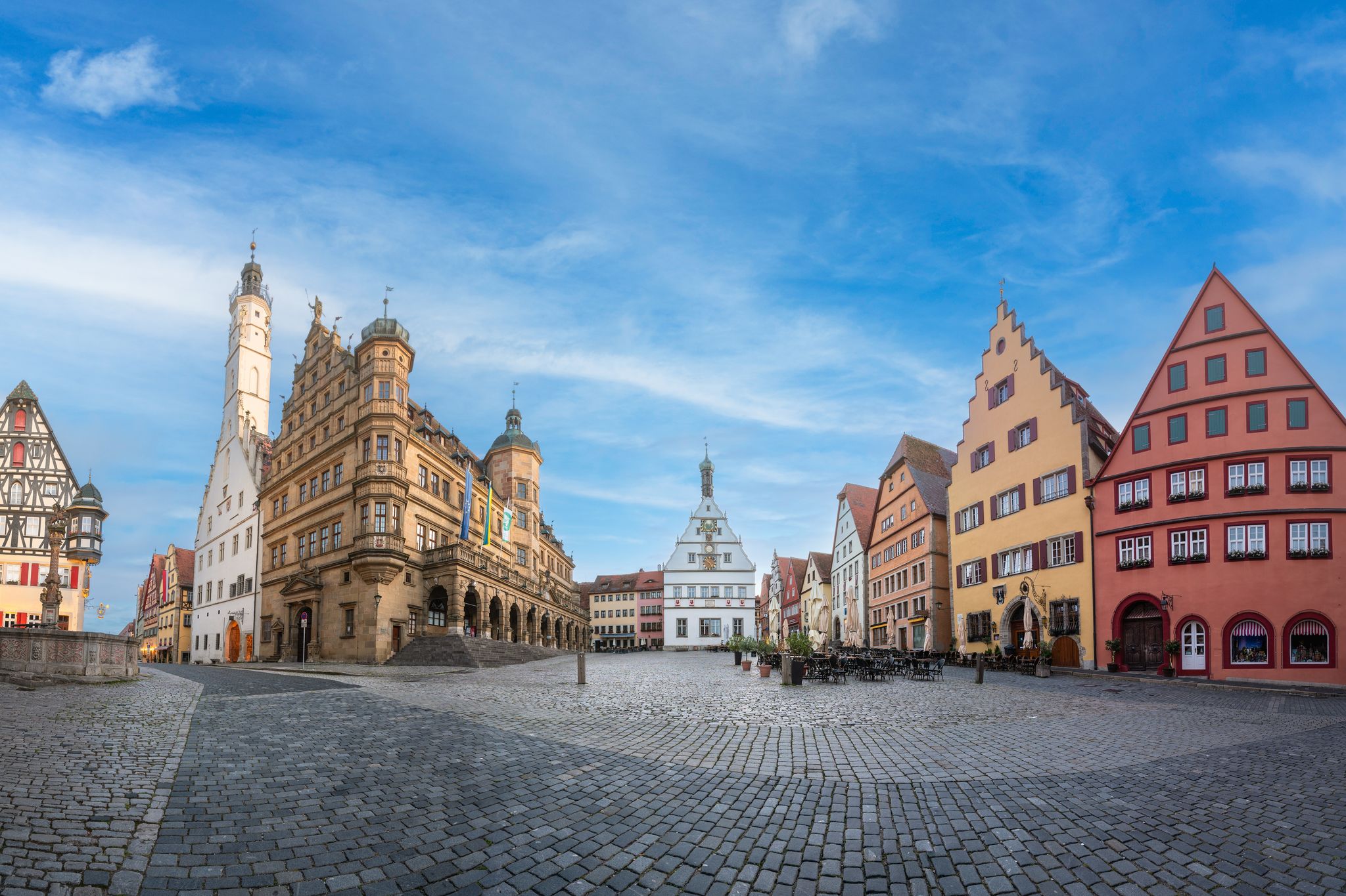 Golden Hour Magic - Captivating Views of the Beautiful Sunrise at Rothenburg ob der Tauber's Market Square, Germany