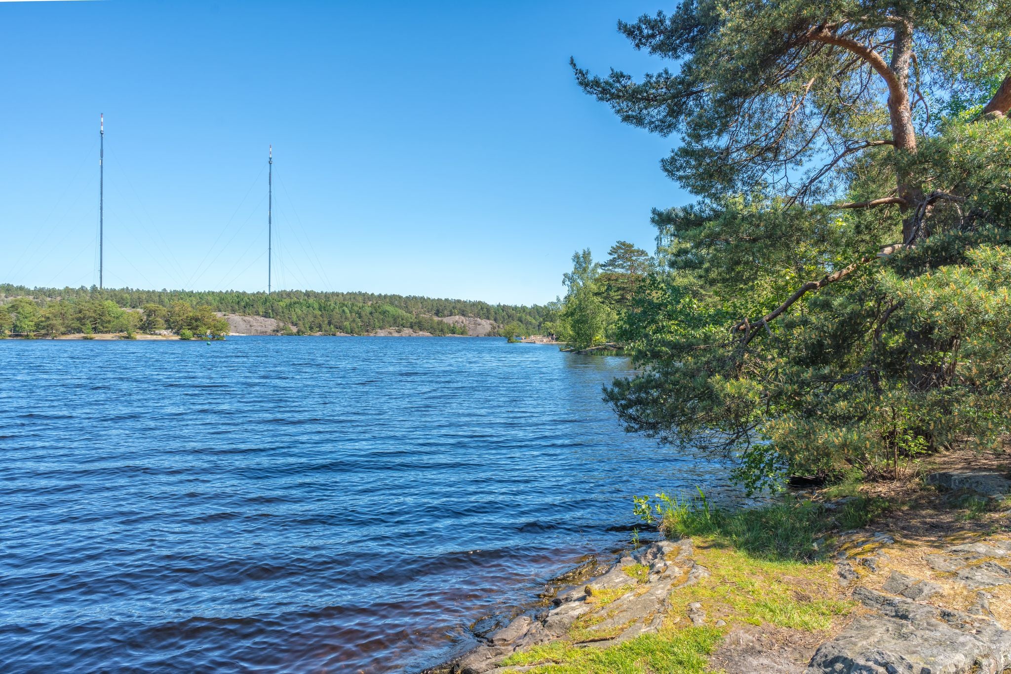 photo of a beautiful forest lake in Nacka Nature Reserve (Nackareservatet) in Stockholm, Sweden. 