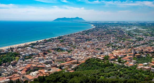 Photo of aerial view of City of Terracina, Italy.