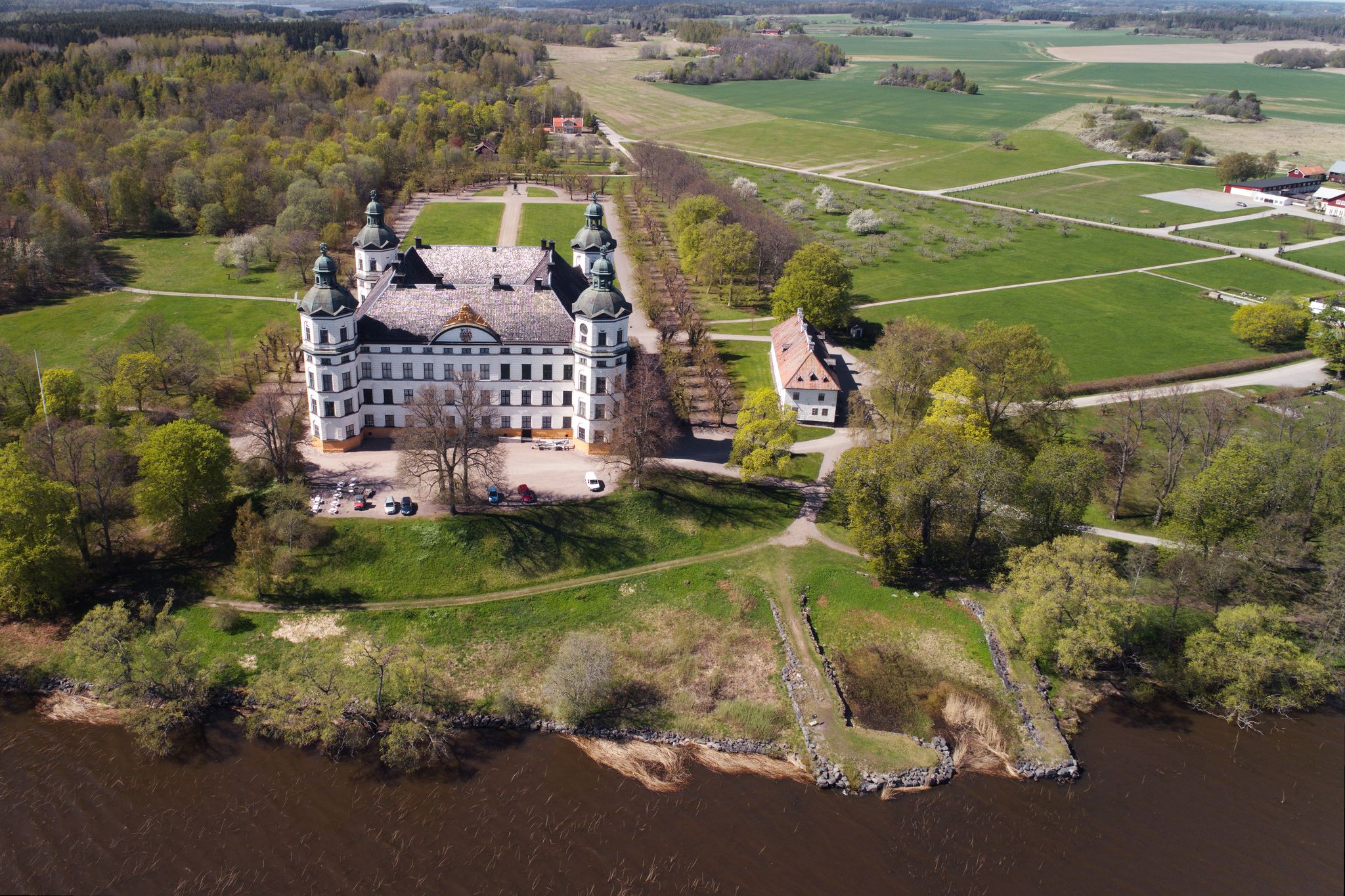 photo of exterial aerial view of the Swedish Skokloster castle.