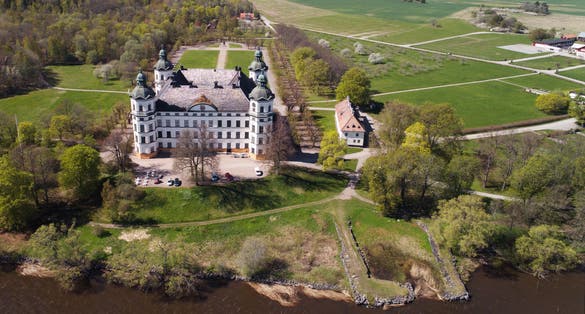 photo of exterial aerial view of the Swedish Skokloster castle.