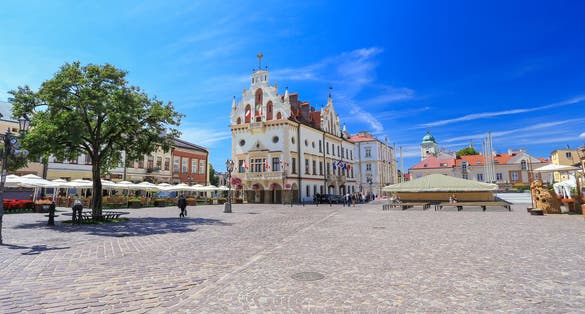 Photo of view of the old square in Rzeszow, Poland.