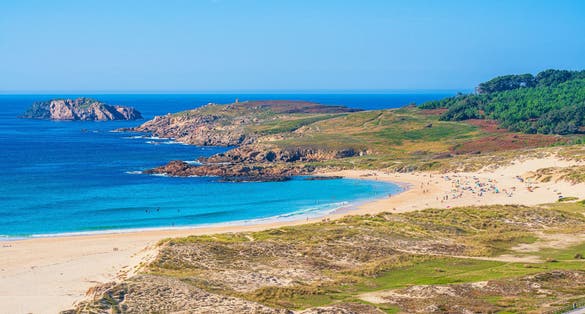 Scenic view of Doniños, a spectacular Atlantic Ocean beach in Ferrol, Galicia, Spain