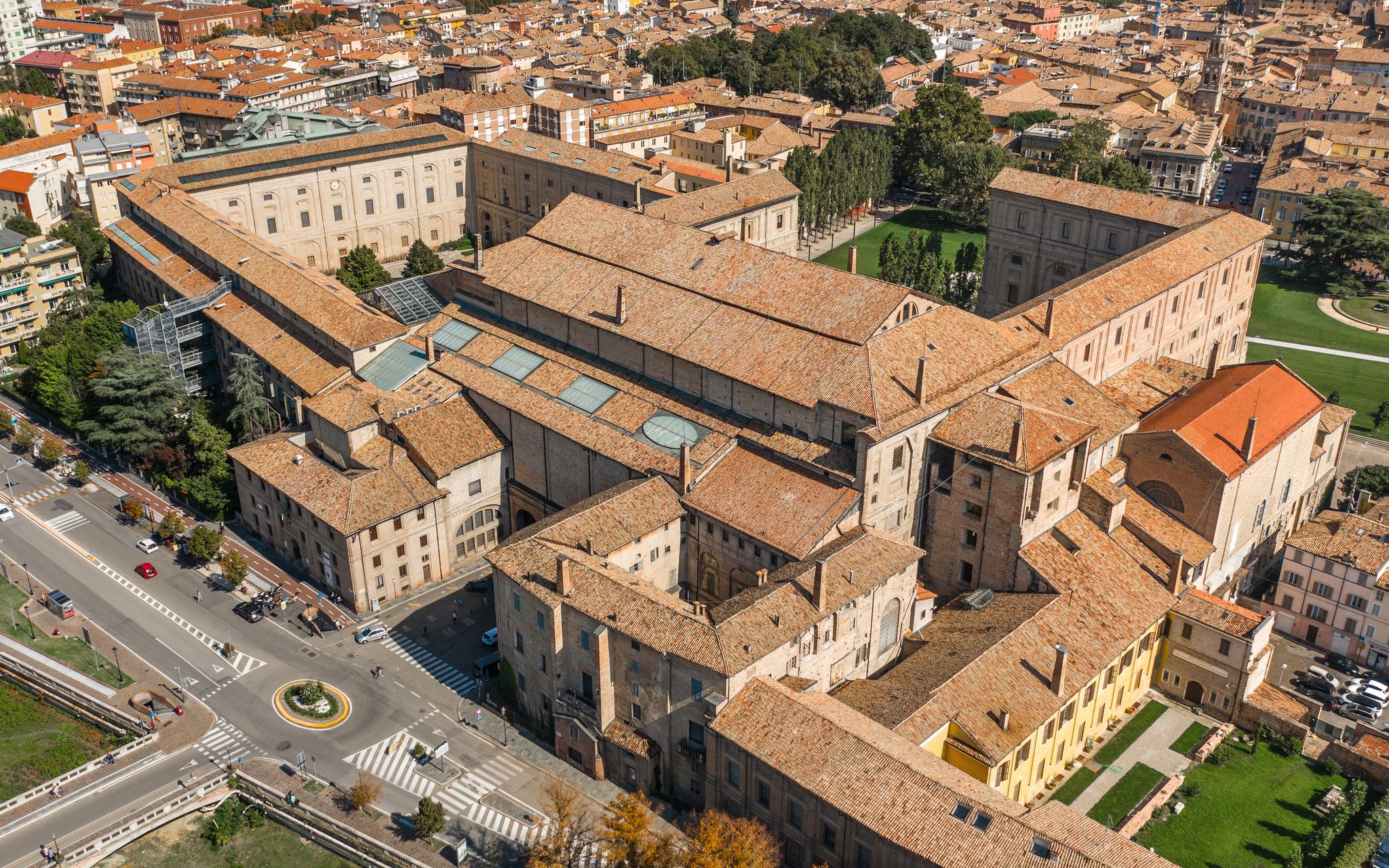 photo of Aerial ciew of Palazzo della Pilotta in Parma. It is 16th-century palace complex .