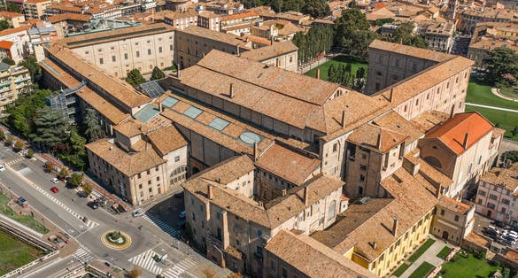photo of Aerial ciew of Palazzo della Pilotta in Parma. It is 16th-century palace complex .