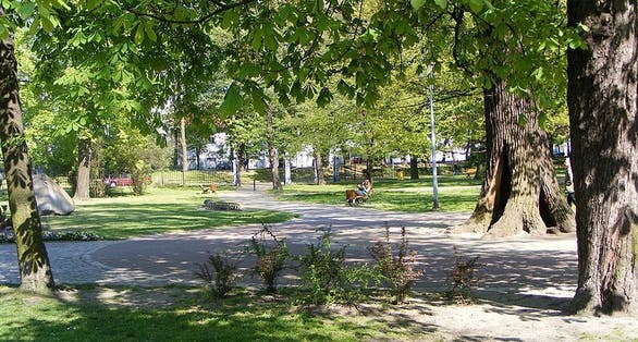 Park im Fryderyka Chopina w Gliwicach ,Gliwice, Poland.