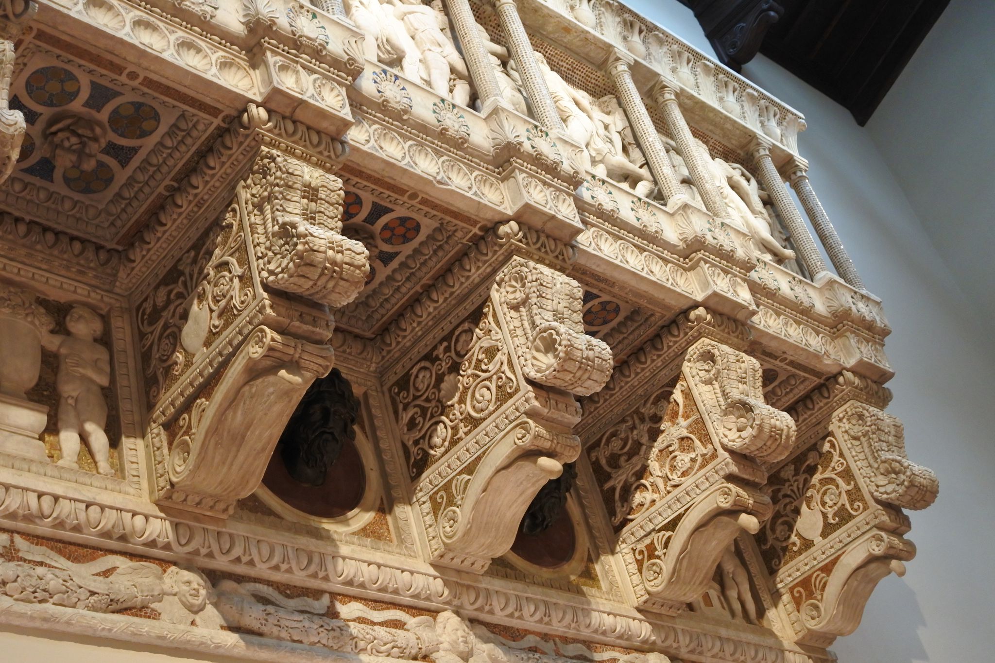 photo of architectural element with stone relief. Museo dell'Opera del Duomo