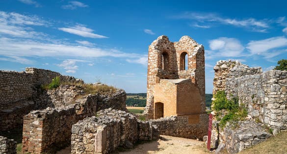 Csesznek medieval castle wall in Bakony, Veszprém county. Csesznek, Hungary