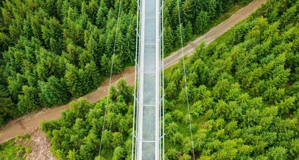 Photo of Top view of suspension Sky Bridge 721, Dolni Morava, Czech Republic.