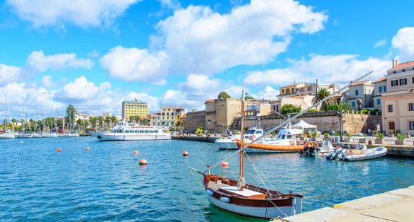 View of a promenade in Alghero, Sardinia.