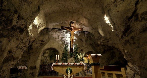 photo of view of High Altar Gellérthegyi Barlang,, Budapest, Hungary.