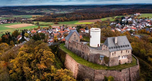 Photo of Aerial view, Veste Otzberg, Hering, Darmstadt-Dieburg district, Hesse, Germany .