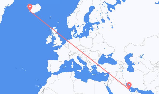 Bahrain Island to Reykjavik