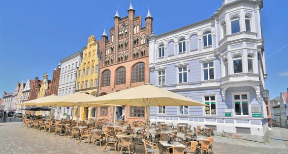 Streets of the old town of Stralsund in Germany