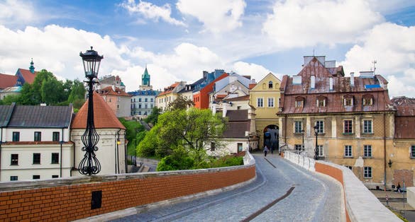 Photo of summer panorama of city of Lublin in Poland.