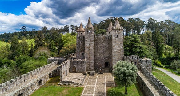 Aerial View of Castle in Santa Maria da Feira - Portugal