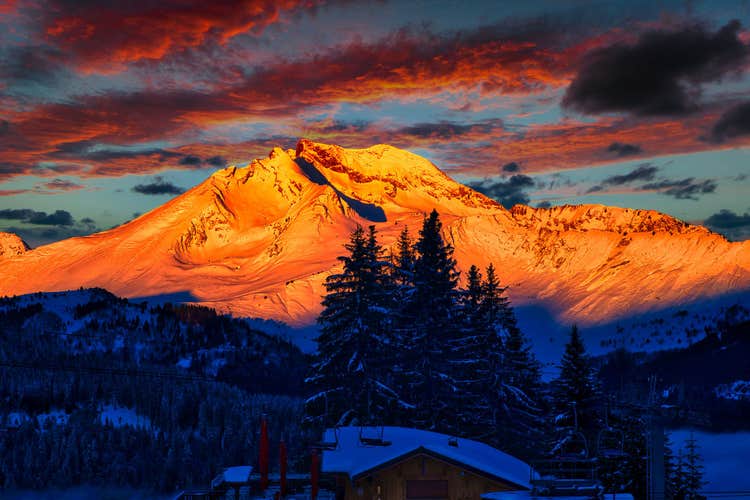photo of beautiful winter landscape view in Morzine, French Alps Resort, France under an amazing sky.