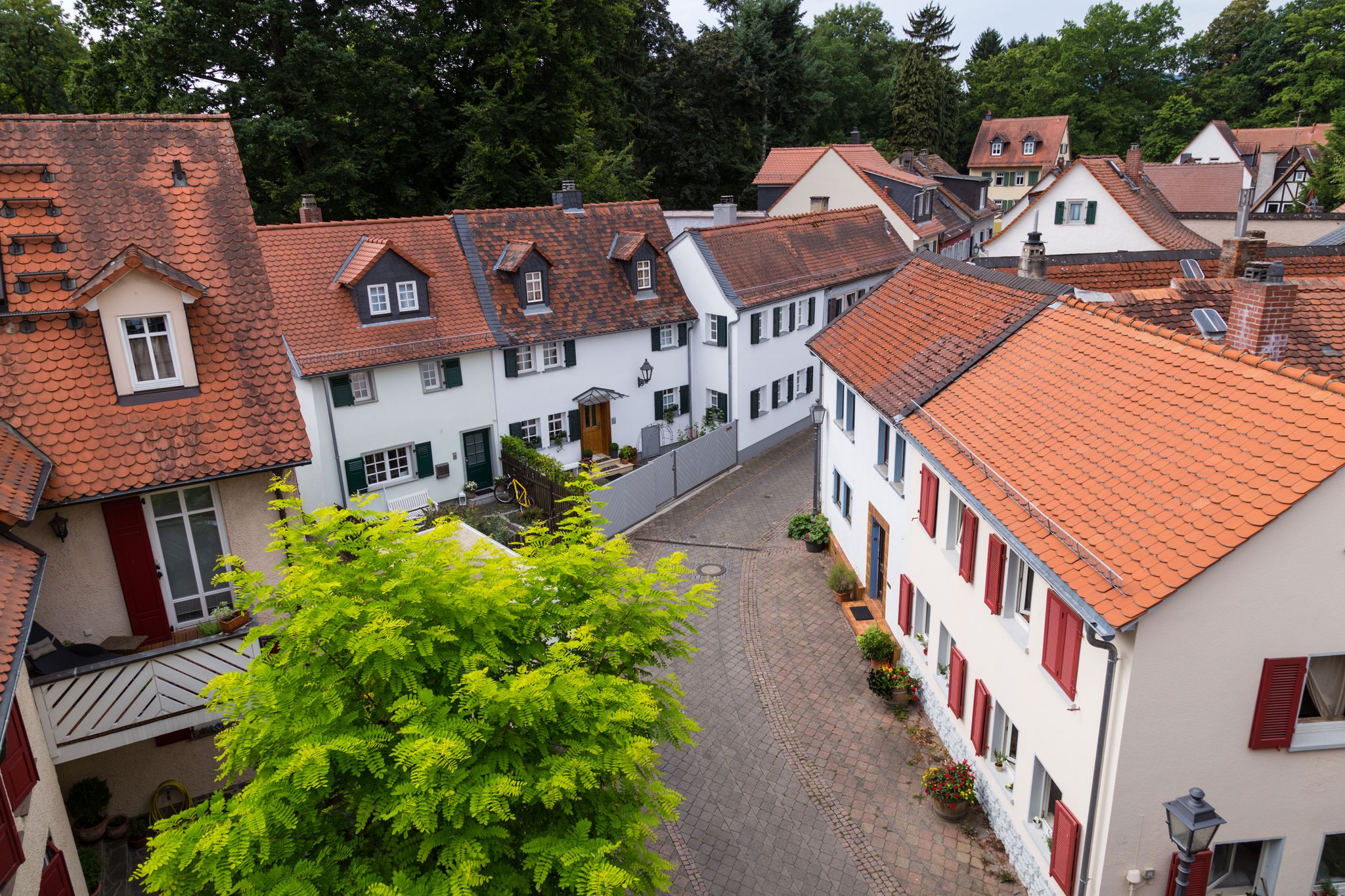 photo of view of The old district of Bad Homburg. Top view. Germany.