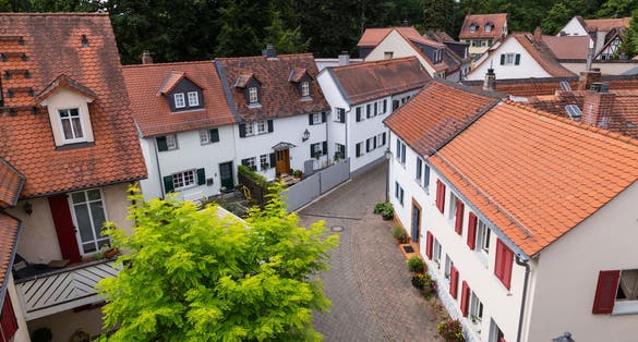 photo of view of The old district of Bad Homburg. Top view. Germany.