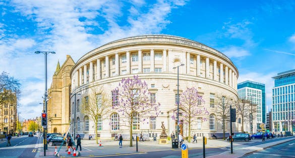 Photo of the Manchester central Library, England.
