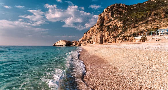 Photo of Fantastic Sunny Seascape of the famous Kathisma Beach, Lefkada Island, Greece. 