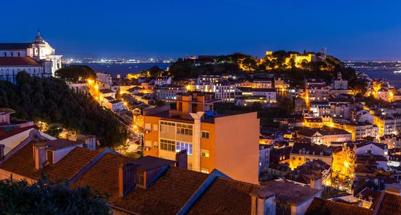 Photo of Beautiful view to old traditional buldings in central Lisbon city, Portugal .