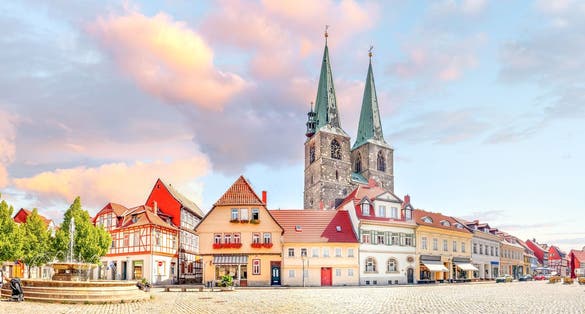 photo of view of Old city of Quedlinburg, Saxony Anhalt, Germany.