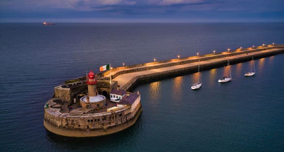 photo of view of Aerial view Lighthouse in Dún Laoghaire, Dublin, Ireland.