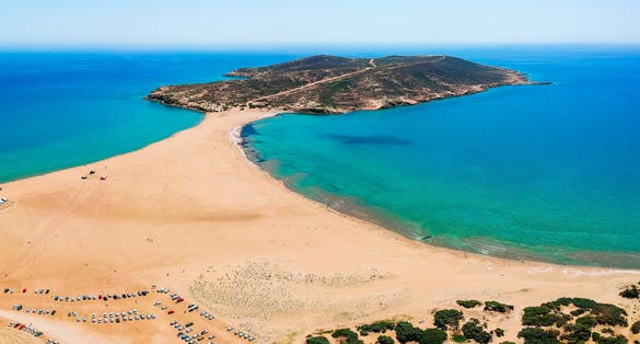 photo of Aerial view birds eye view drone photo Prasonisi on Rhodes island, Dodecanese, Greece.