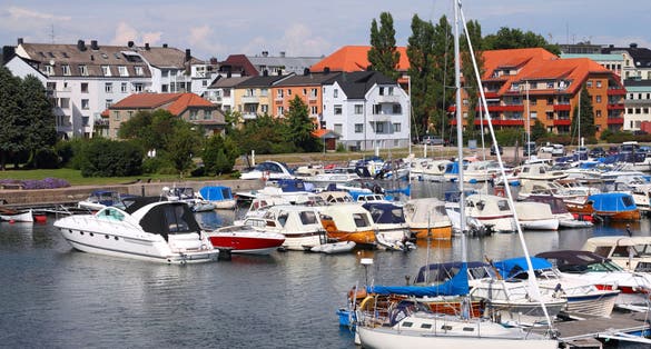 Photo of luxury yachts in marina, KRISTIANSAND, NORWAY.