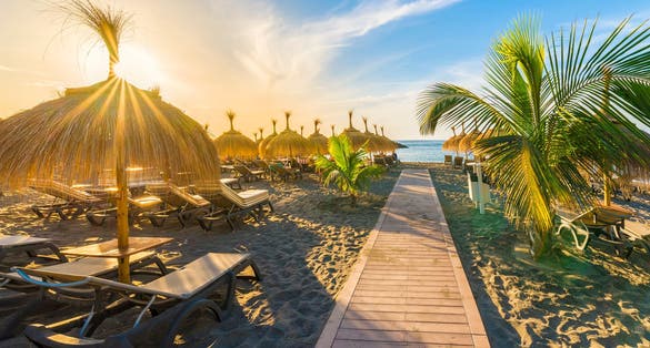 Photo of beautiful beach of Fanabe at Adeje Coast, Tenerife, Canary Islands, Spain.