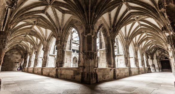 Photo of Cloister arch perspective of Cahors Cathedral in France.