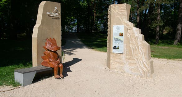 photo of Saulkrasti / Latvia - May 17 2018: Saulkrastu Balta kapa sakums white dune saulrieta taka sunset trail Latvia. Latvia summer tourism viewpoint seaside Riga gulf Baltic sea Europe Baltic states town.