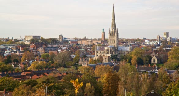 photo of view of Norwich, England.
