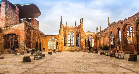 photo of High dynamic range HDR Ruins of bombed St Michael Cathedral, Coventry, England, UK.