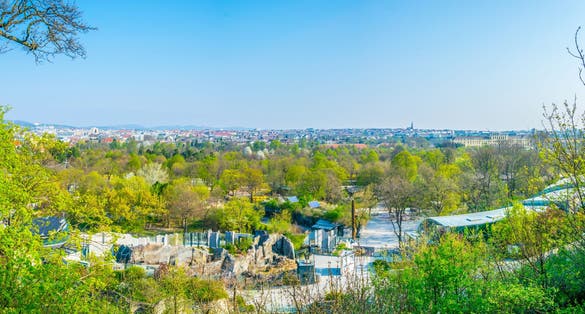 Photo of aerial view of Schonbrunn tiergarten zoological garden in Vienna, Austria.