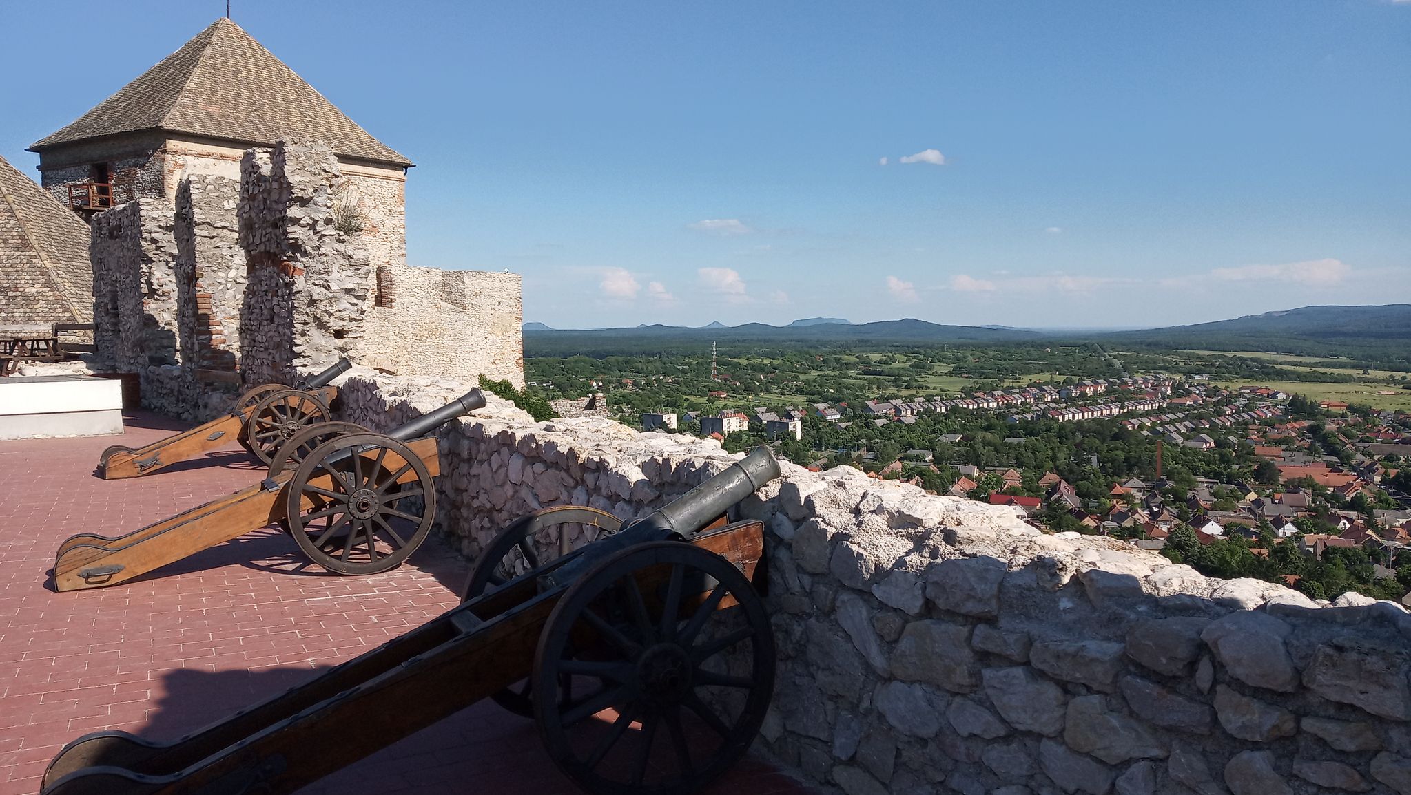 Photo of Castle of Sümeg built in 13th century on the top of a mountain called "Castle Hill", 20 miles north of Lake Balaton, in Hungary.