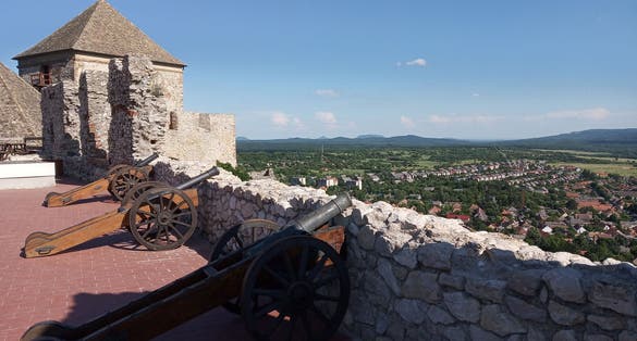 Photo of Castle of Sümeg built in 13th century on the top of a mountain called "Castle Hill", 20 miles north of Lake Balaton, in Hungary.