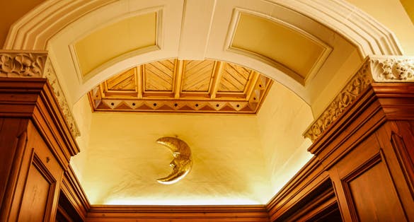 Beautiful moon sign on the wall at Belfast Castle, one of Northern Ireland's most famous landmarks.