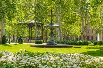 Photo of Zagreb green park Zrinjevac, beautiful spring day, popular tourist destination.