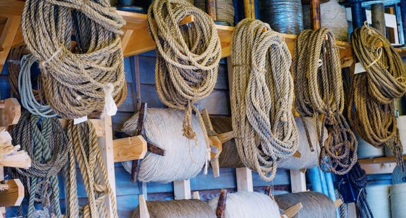 Photo of Closeup fisherman's gear in the Viking Ship Museum in Roskilde, Denmark.